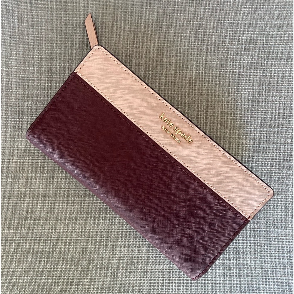 KATE SPADE BIFOLD WALLET BRAND NEW BURGUNDY& LIGHT PINK